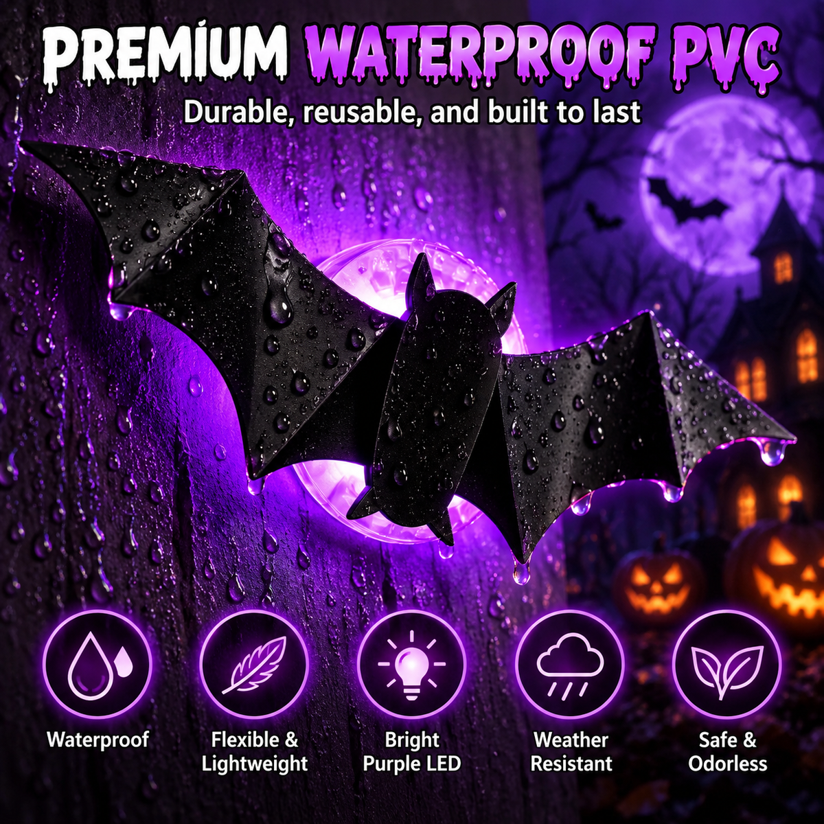 🎃 Purple Glow 3D Bat Wall Decor – 36PCS Halloween Set 🦇