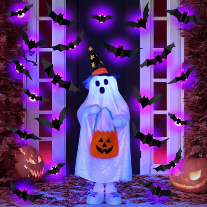 🎃 Purple Glow 3D Bat Wall Decor – 36PCS Halloween Set 🦇